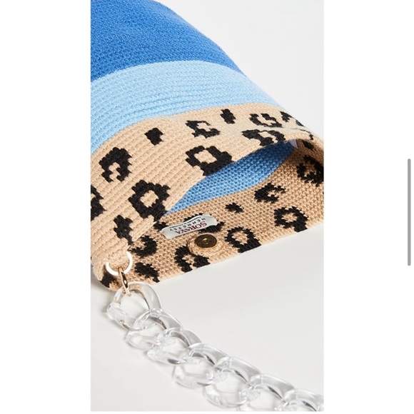 Soraya Hennessy Blue Leopard Midi Bucket Bag - Picture 5 of 9